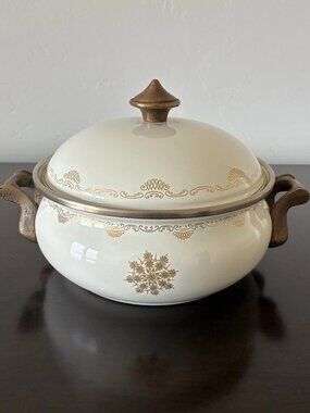 Vintage Asta Dutch Oven German Enameled Casserole Pot with Lid 8.5”